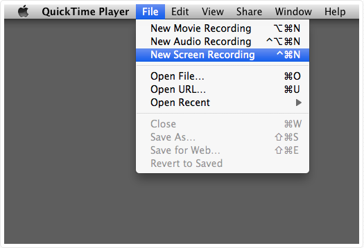 Pilih File> new screen recording atau Perekaman Layar Baru mac os melalui quicktime player