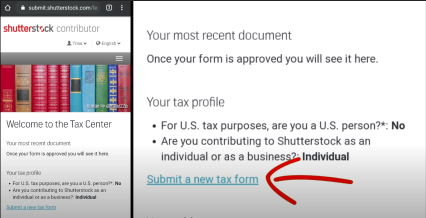 mengisi profil pajak tax information di shutterstock