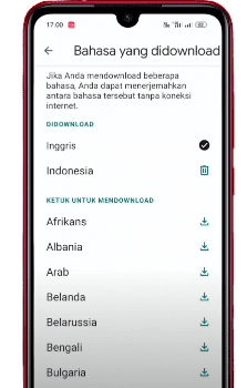 Bahasa tersedia untuk di download google translate offline