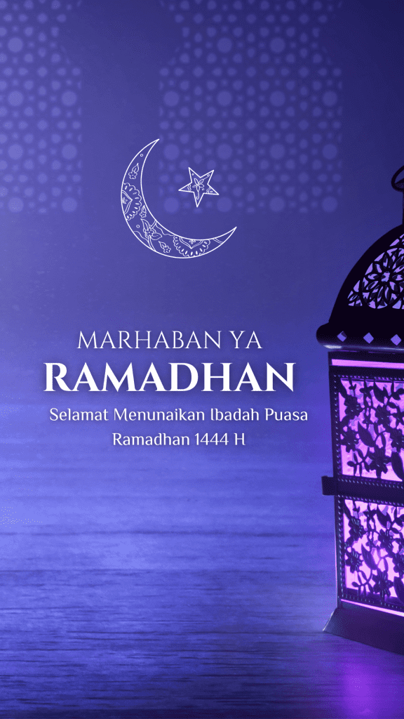 tulisan marhaban Ya Ramadhan 2023 1444 H warna biru ungu untuk status whatsapp